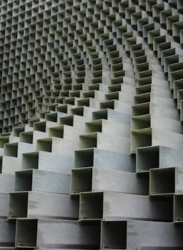 现代建筑室内金属图案的复杂特写