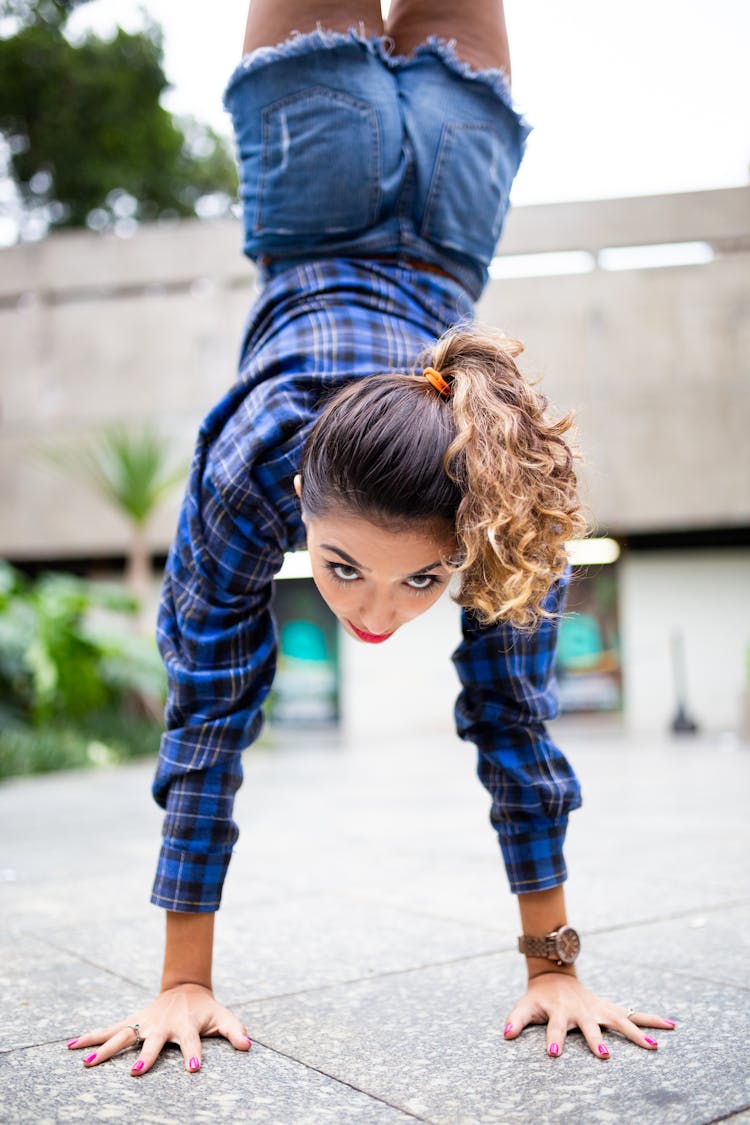 Woman Doing A Handstand