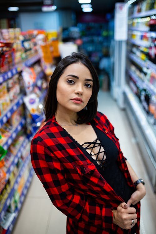Free Woman In Plaid Top Stock Photo