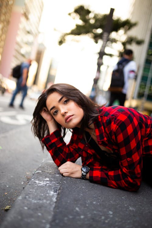 Free Low-Angle Photo of Woman Wearing Red Plaid Shirt Stock Photo