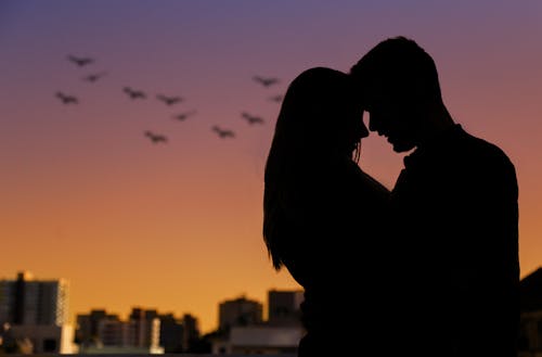 Silhouette Photo of Couple During Golden Hour