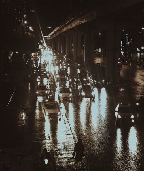 Free stock photo of black car, city, city lights Stock Photo