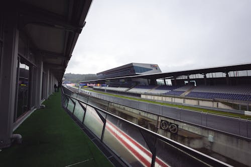 A view of a track from inside a building