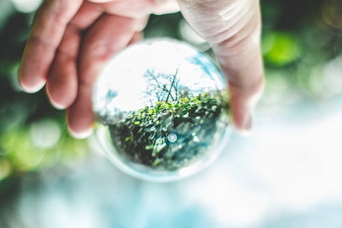 Close-Up Photo of Person Holding Lensball