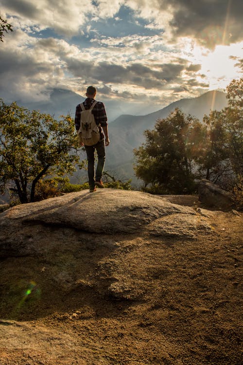 Gratis Foto Orang Yang Berdiri Di Dekat Pepohonan Di Bawah Langit Berawan Foto Stok