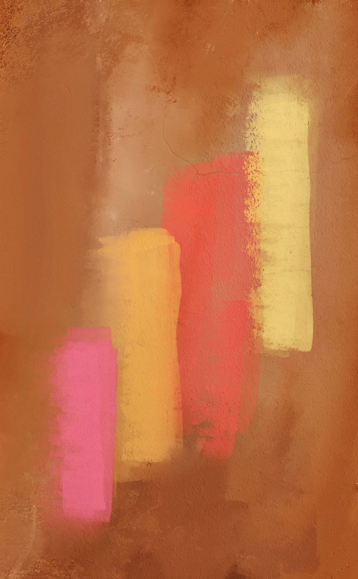 Abstract painting in pastel blocks on a burnt-orange ground, by Steve A Johnson on Pexels