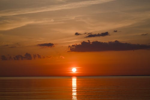 Free stock photo of dusk, orange sunset, sea