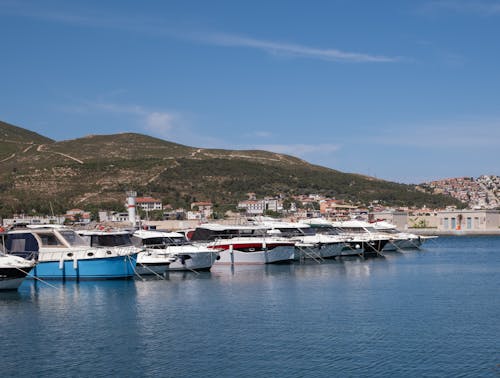 A marina with many boats docked in it
