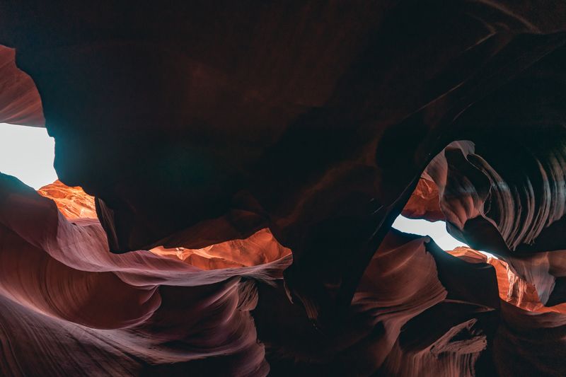Red sandstone walls of a desert canyon
