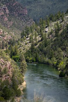 Beautiful landscape of Green River flowing through Flaming Gorge in Northern Utah.