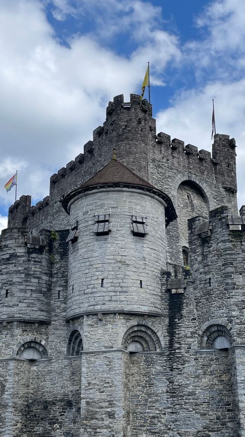 Free Explore the medieval architecture of Gravensteen Castle, a landmark in Ghent, Belgium. Stock Photo