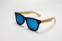 Polarized sunglasses with blue mirrored lenses