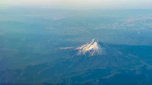 Aerial View of Snowy Mountain