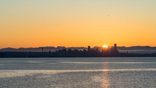 Zdjęcie Seattle Skyline Podczas Złotej Godziny