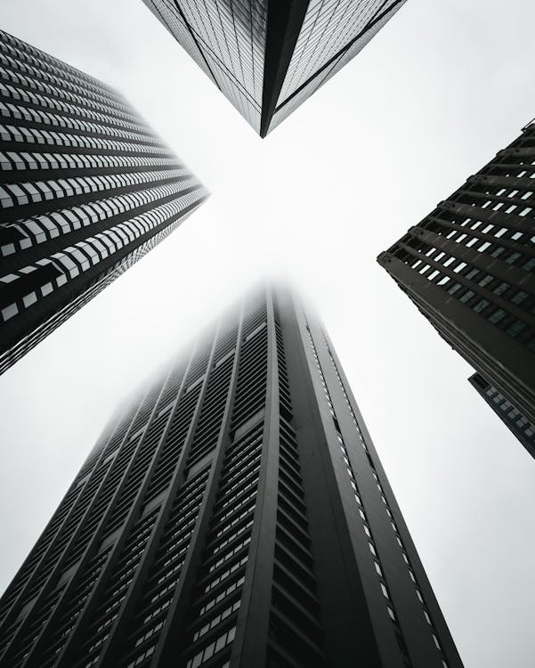 Monochrome Photo of High-Rise Buildings · Free Stock Photo