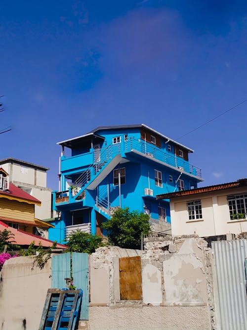 คลังภาพถ่ายฟรี ของ ชายหาด, บ้านสวย, บ้านสีฟ้า