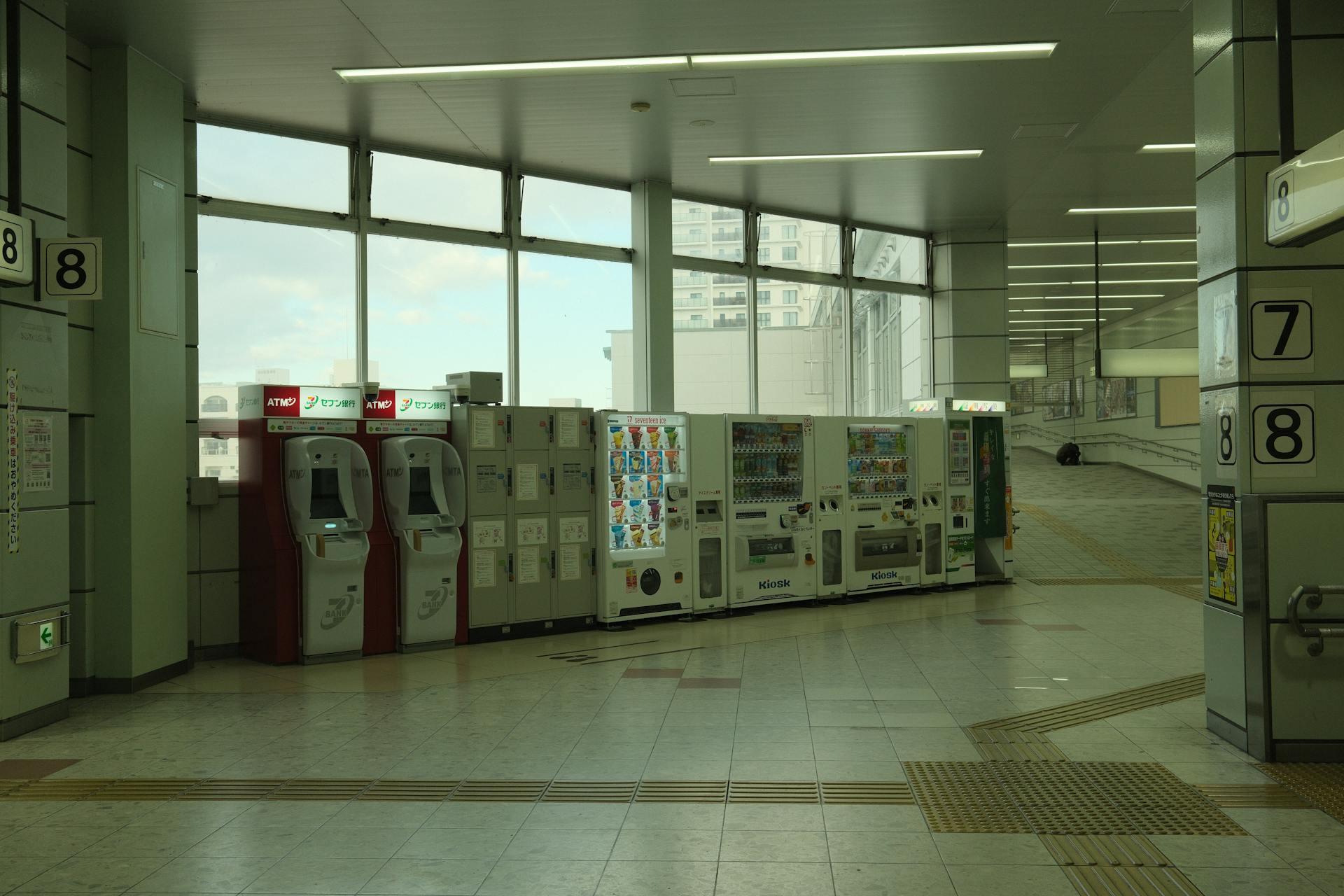 ATMs and Vending Machines in Airport Hallway