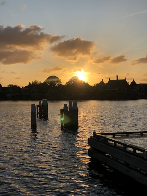 Základová fotografie zdarma na téma nádherný západ slunce, Nizozemsko, zaanse schans