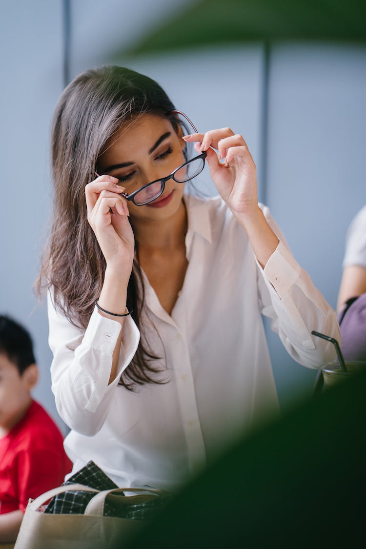 Woman Wearing Black Framed Eyeglasses