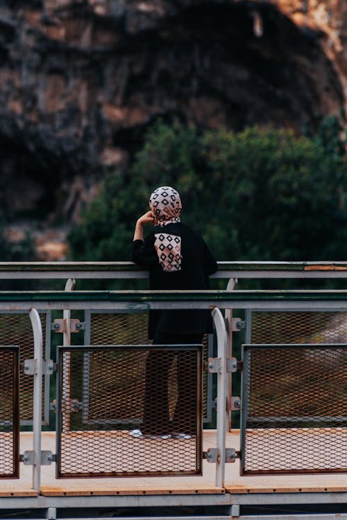 Girl and the huge cave