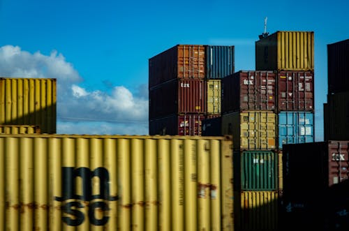 Free Assorted-color Intermodal Containers Stock Photo