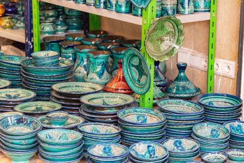 Moroccan pottery in a shop