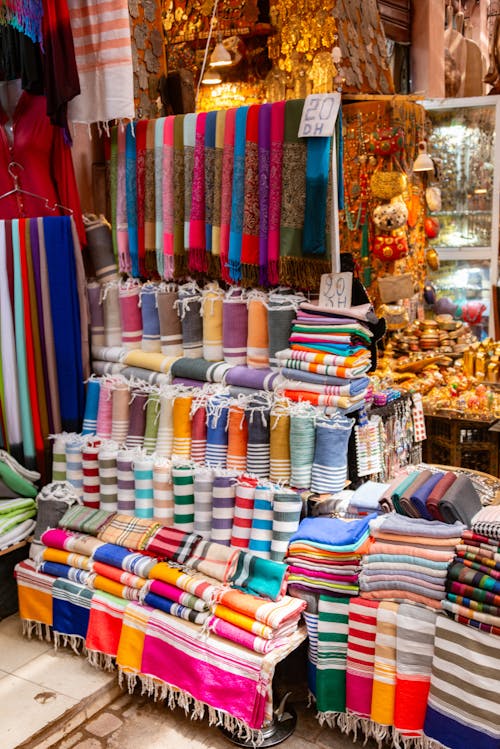 A store with colorful towels and other items