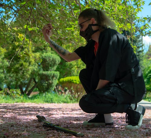 Free stock photo of facemask, man, sakura