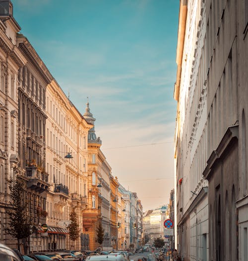 vienna street at sunset