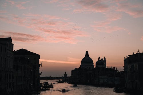 A sunset over venice, italy