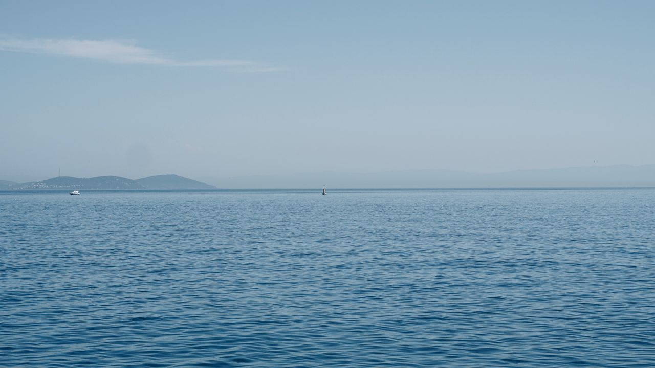 tranquil view of the open sea with a distant horizon and gentle waves