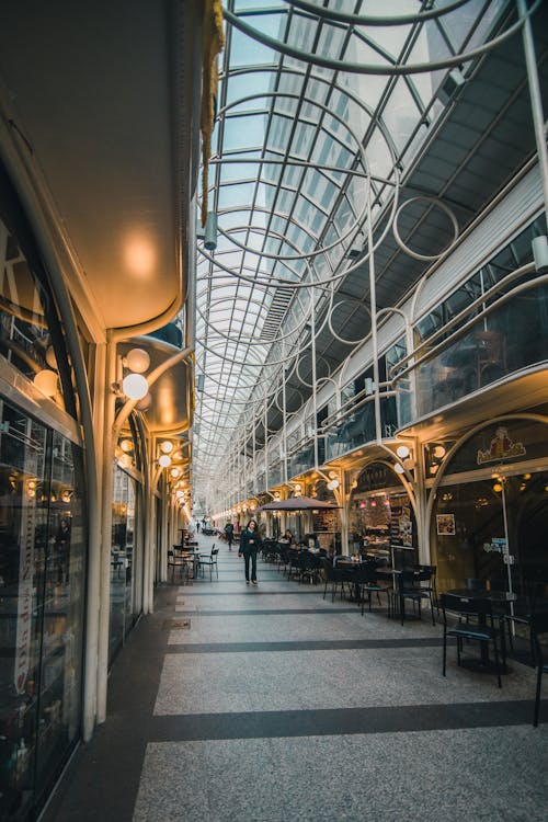 Interior of a Mall Lined With Restaurants