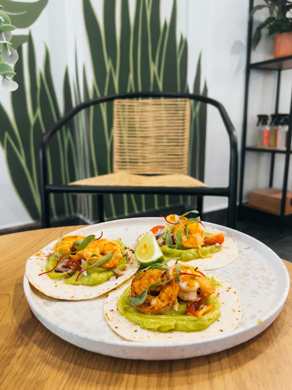 Spicy Shrimp Tacos with Avocado Crema