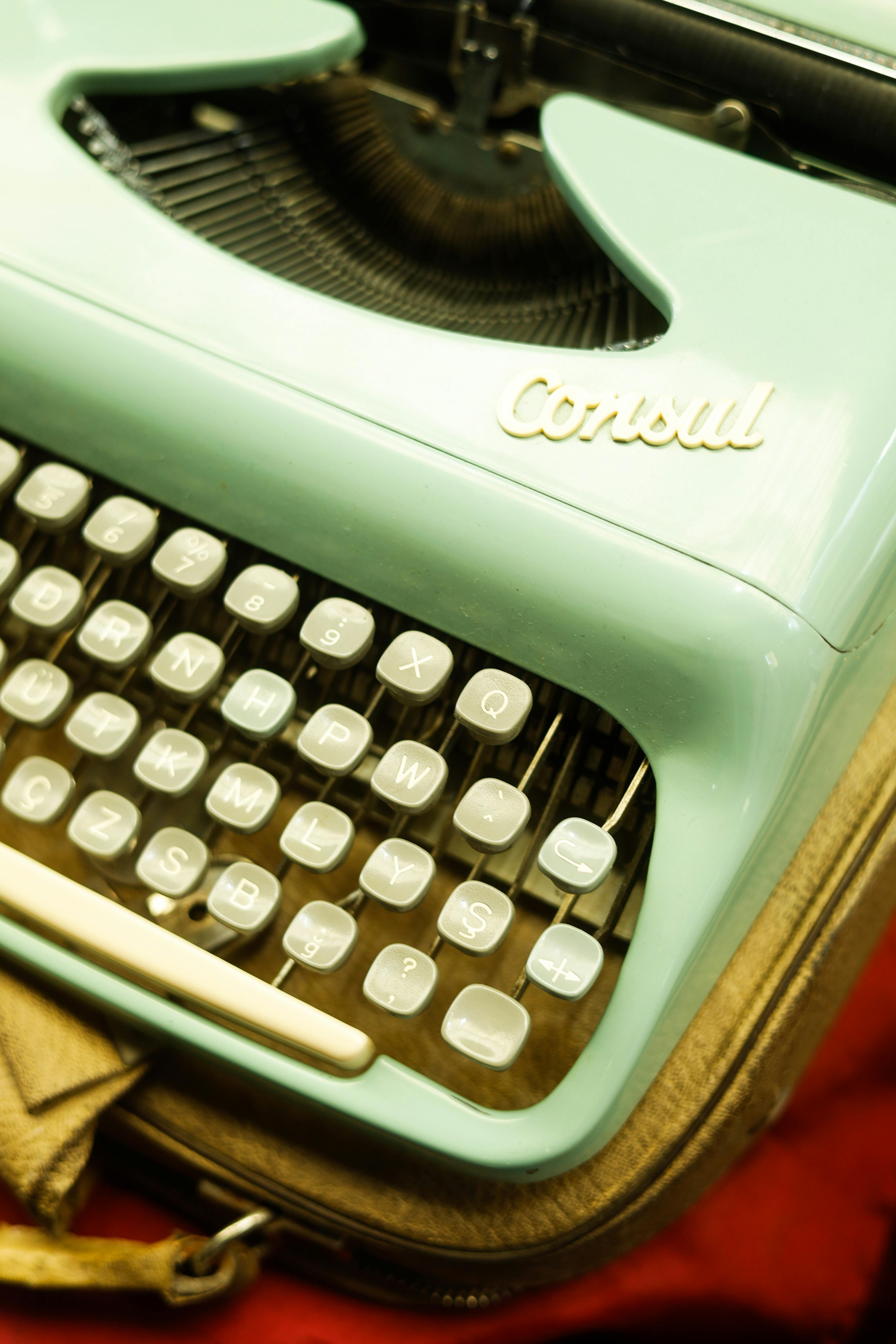 Close-up of a vintage Consul typewriter showcasing retro charm and design.