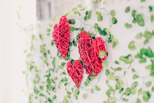 Red Wicker Heart Decors