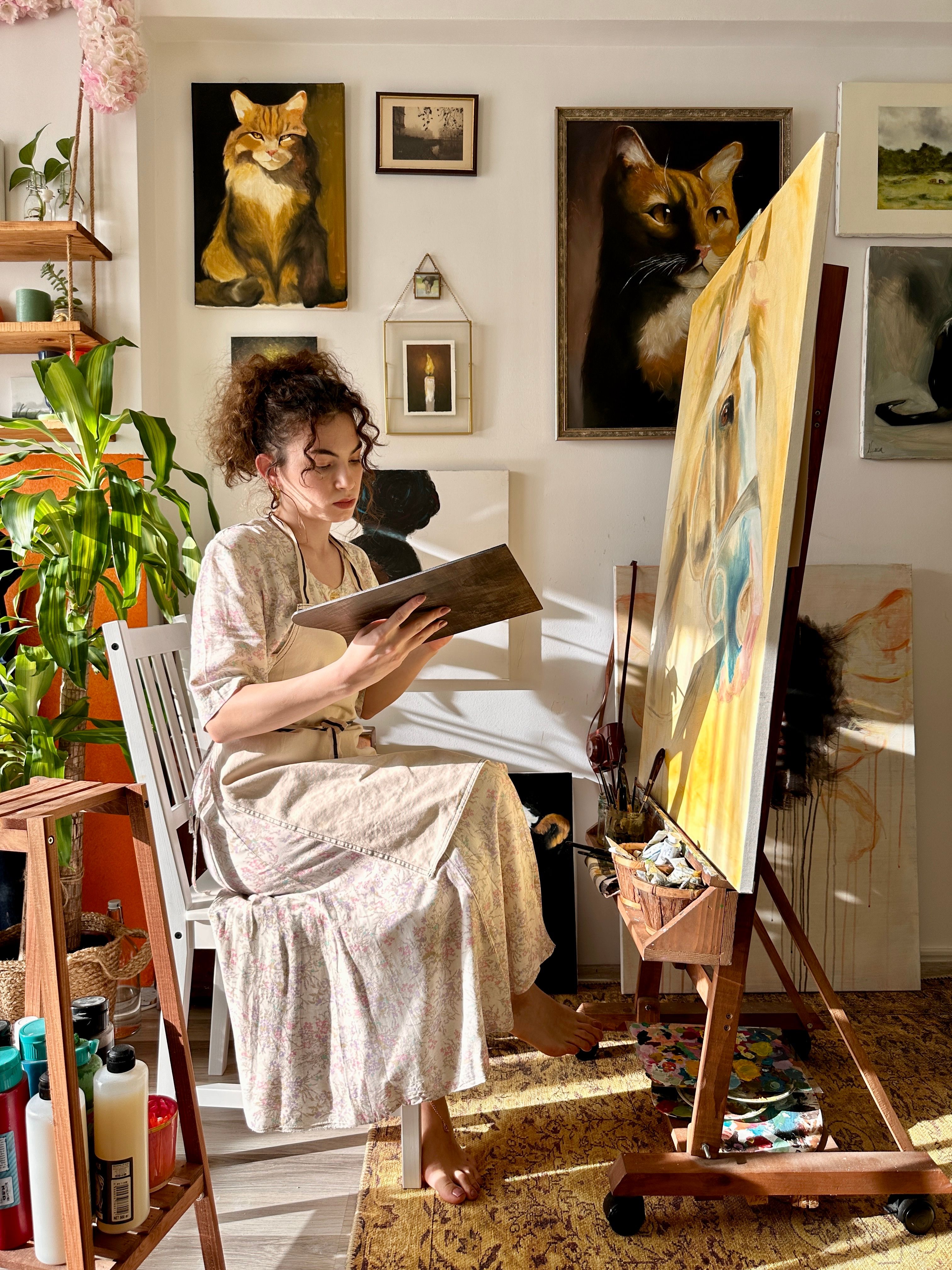 Woman Painting in a Living Room · Free Stock Photo