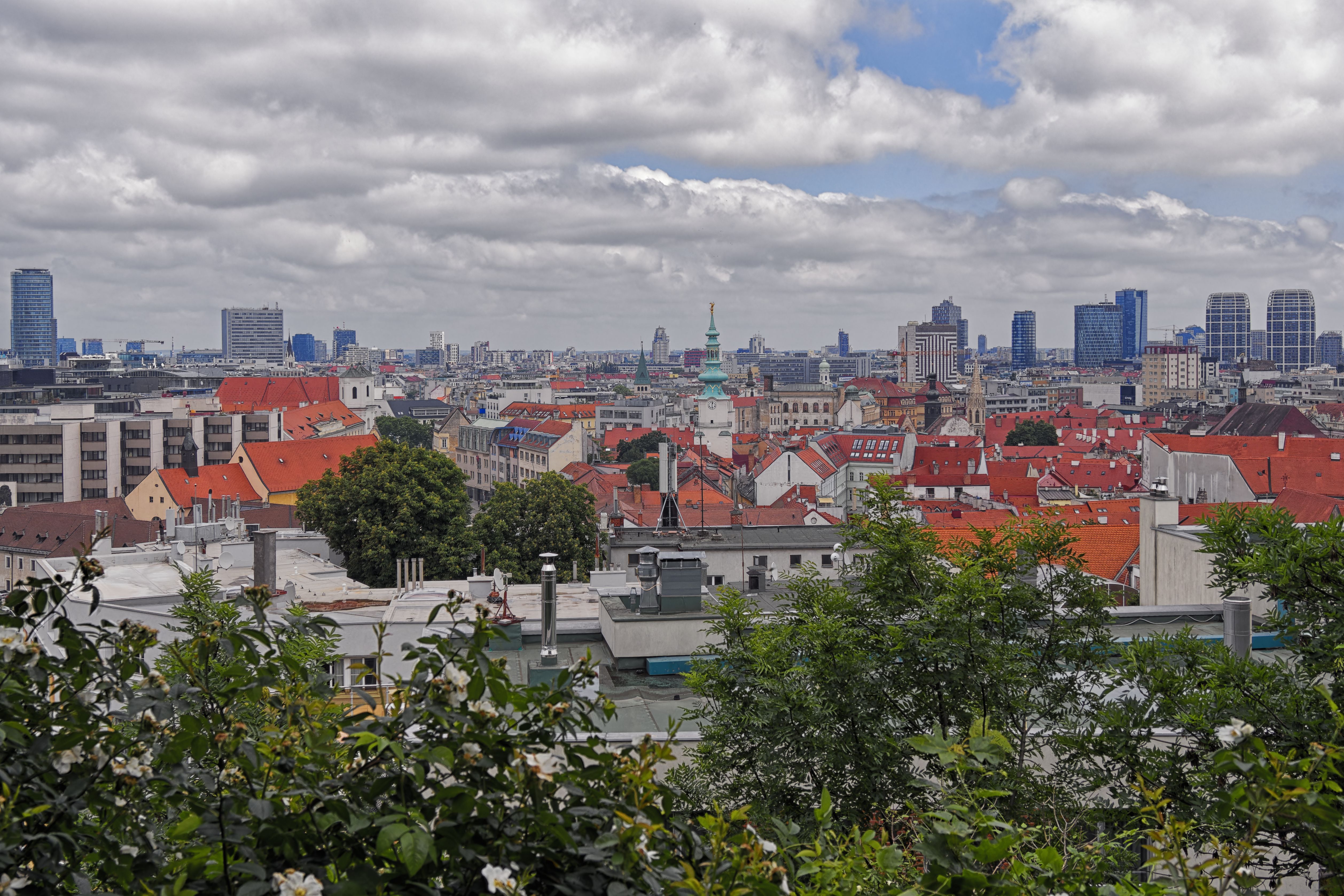 European city skyline mix