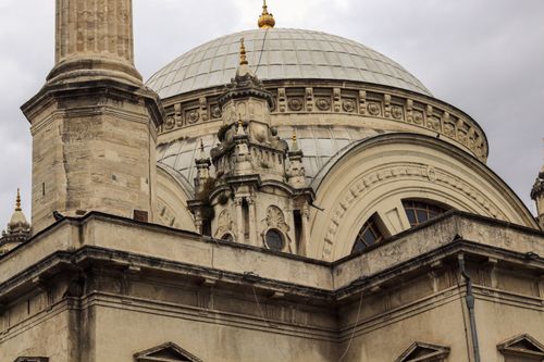 Free Close-up view of the intricate architecture of Dolmabahce Mosque in Istanbul, Turkey. Stock Photo