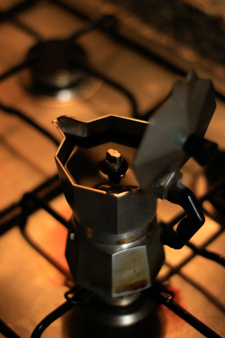 Grey Stainless Steel Moka Pot