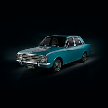 Classic Ford Cortina captured in a studio setting with black backdrop.