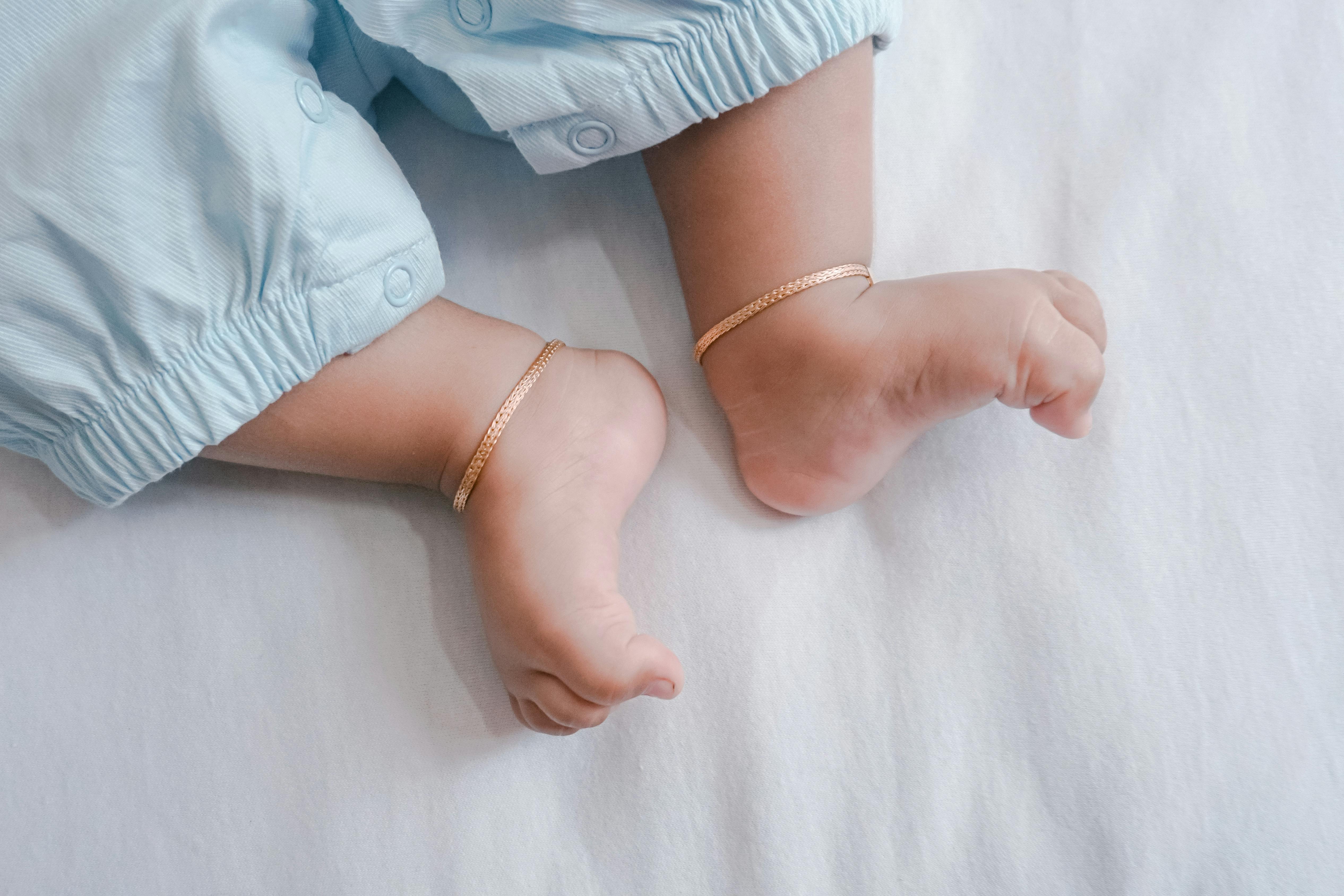 bracelets on baby feet