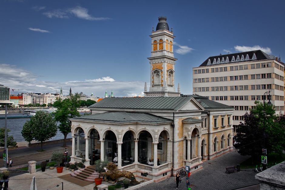 Exterior view of the House of Terror Museum in Budapest, Hungary