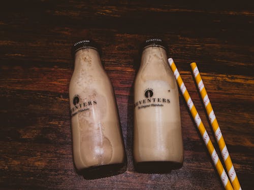 Two Chocolate Milk Bottles