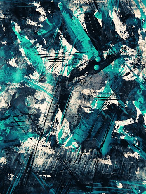 Teal And Black Abstract Painting