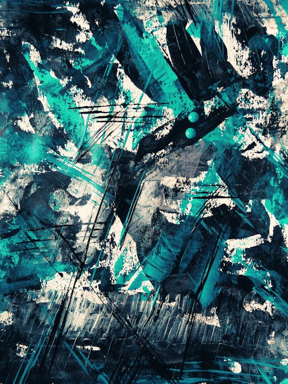 Teal And Black Abstract Painting