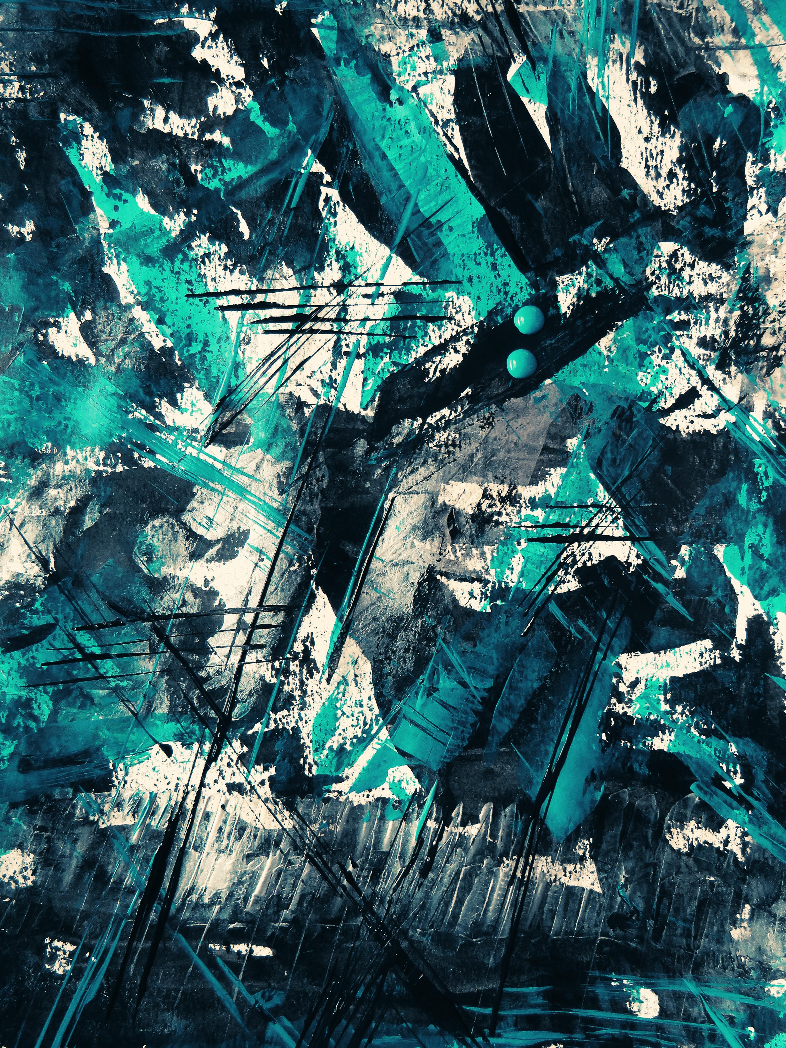 Teal And Black Abstract Painting · Free Stock Photo