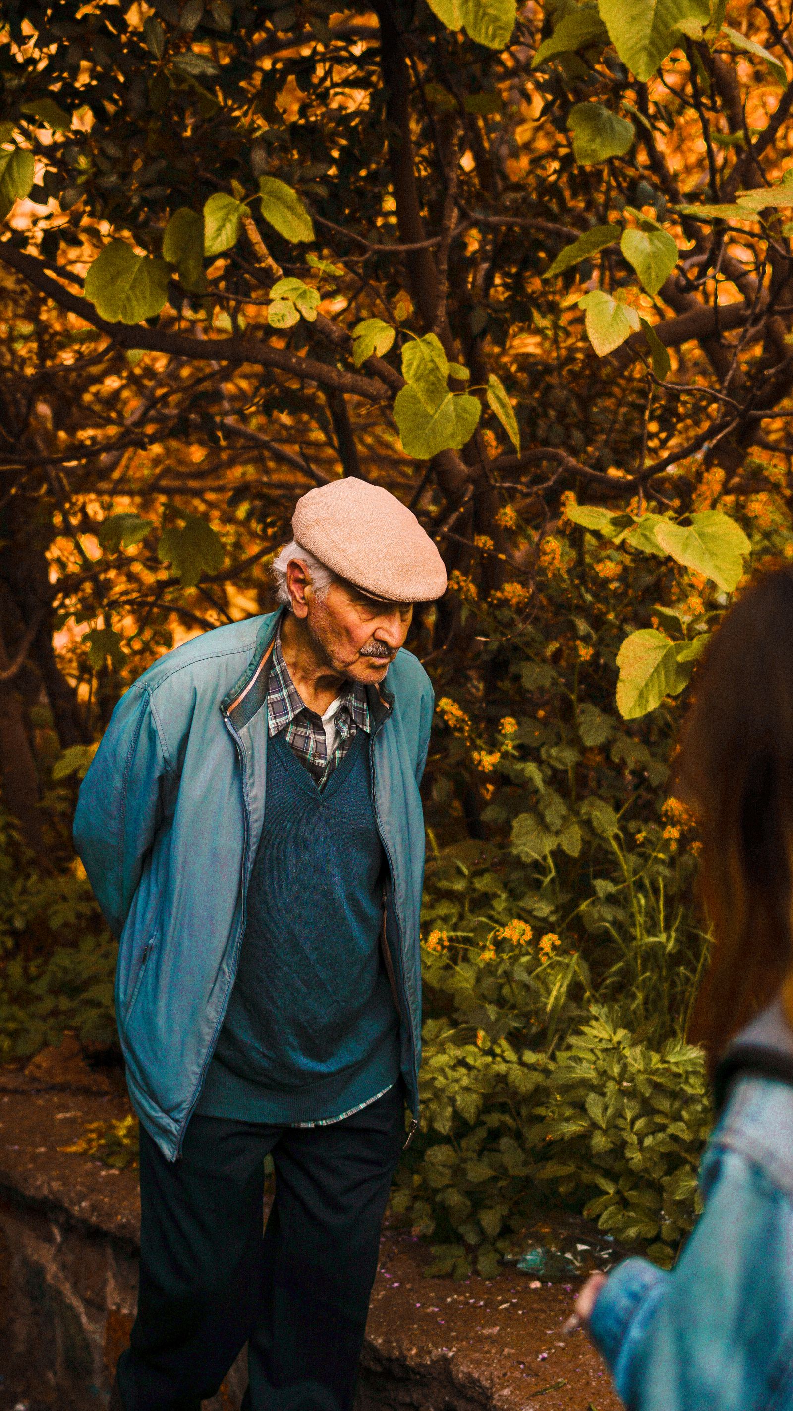 Mature man taking an easy outdoor walk