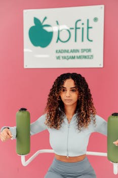 Young woman working out in a women's fitness center in Yalova, Turkey. Promoting a healthy lifestyle.