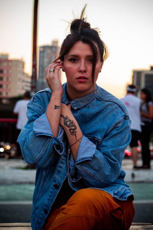 Free Woman In Blue Denim Jacket Stock Photo