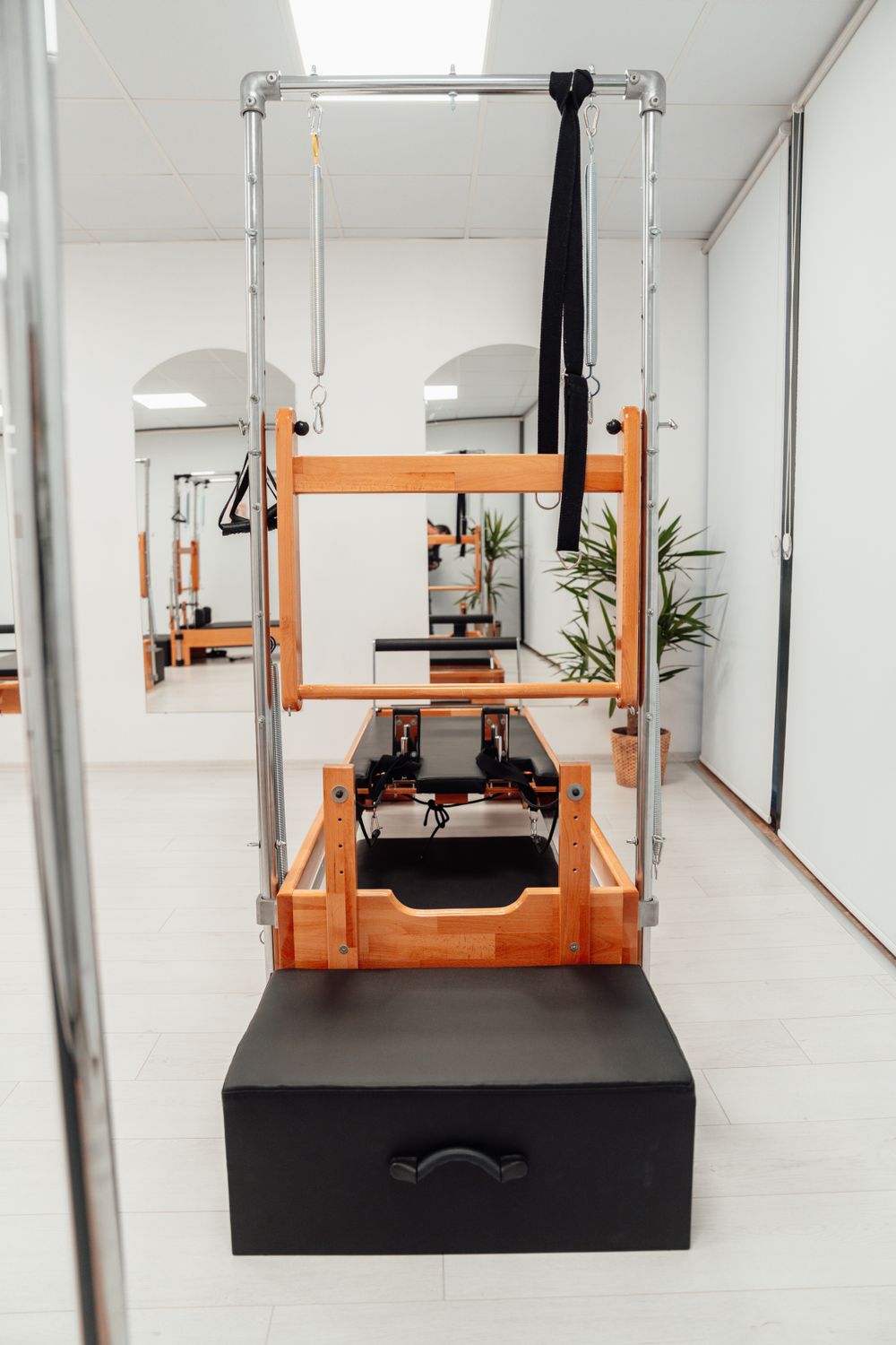Pilates reformer machine in a studio